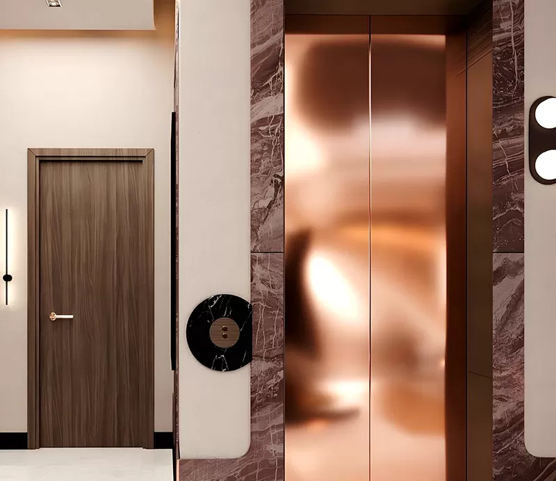PVD-colored stainless steel for elevator doors