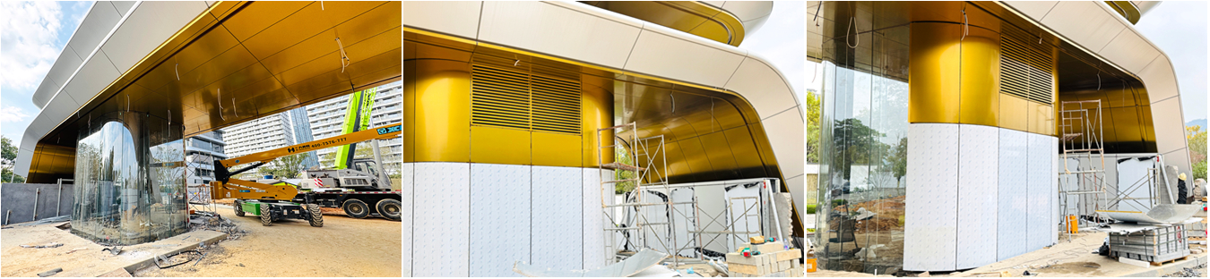 Gold Stainless Steel Honeycomb Panel Ceiling Project